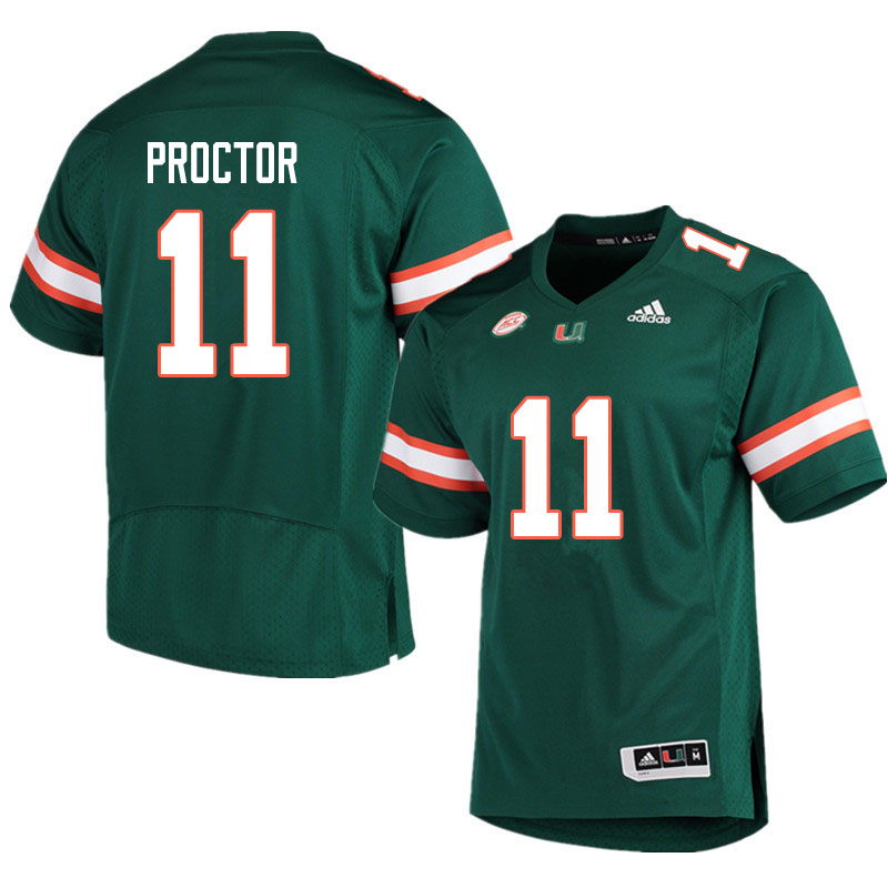 Adidas Miami Hurricanes #11 Carson Proctor College Football Jerseys Sale-Green